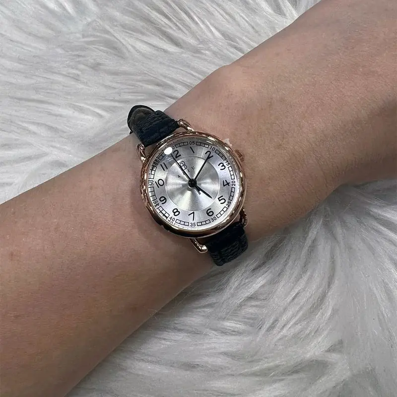 Abiu Analog Black Leather Strap Women Watch Ab-6118-Rg-Bk-L 1