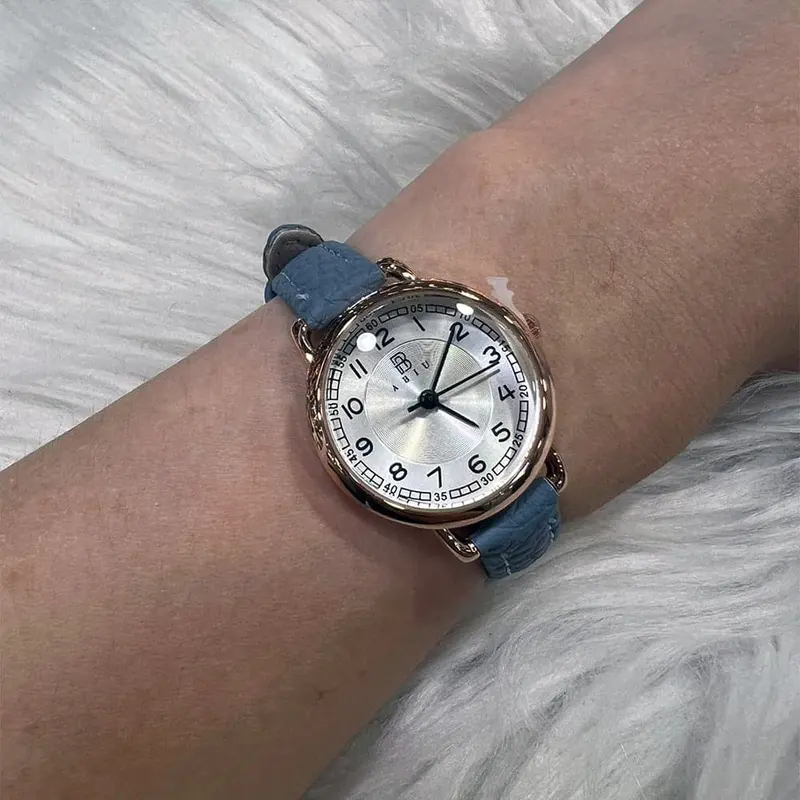 Abiu Analog Blue Leather Strap Women Watch Ab-6118-Rg-Bu-L 1