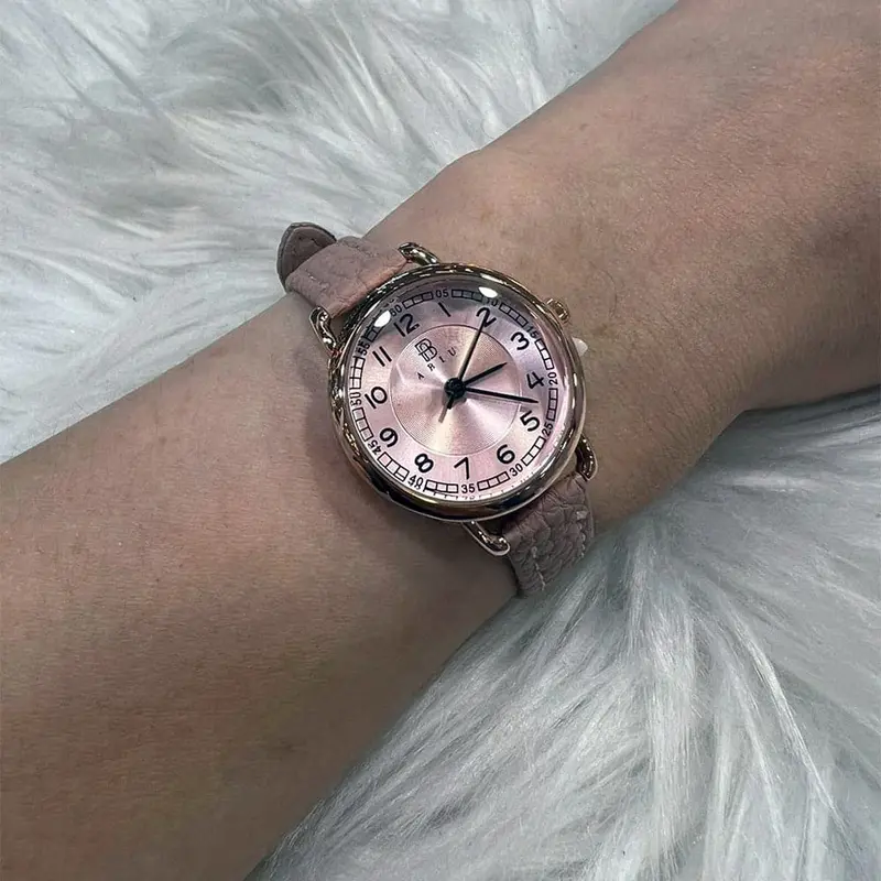 Abiu Analog Pink Leather Strap Women Watch Ab-6118-Rg-Bei-L 1