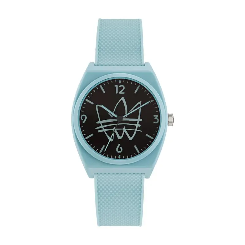 Adidas Analog Black Dial Sky Blue Resin Strap Unisex Watch Aost22563 1