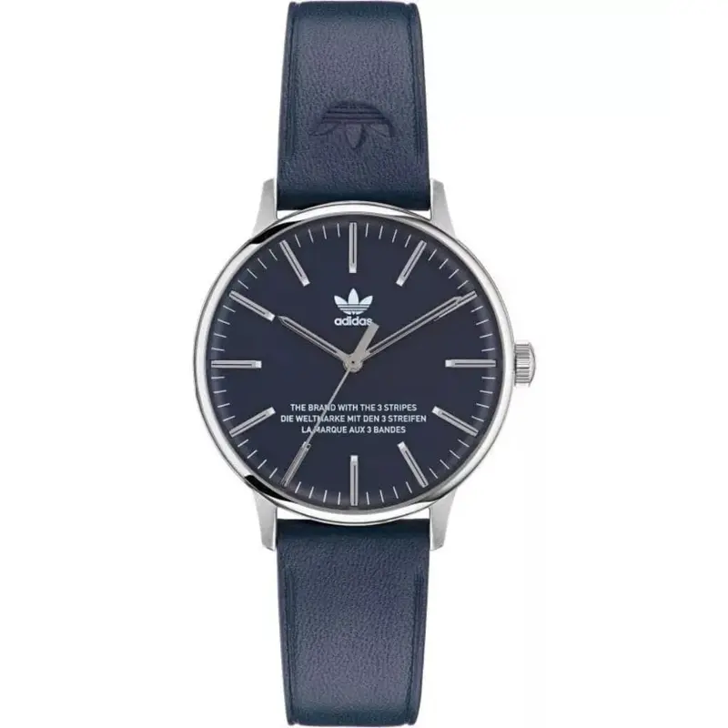 Adidas Analog Original Style Blue Leather Strap Men Watch Aosy22529 1