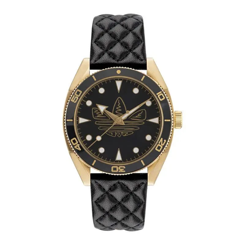 Adidas Black Dial And Leather Strap Unisex Watch Aofh23001 1