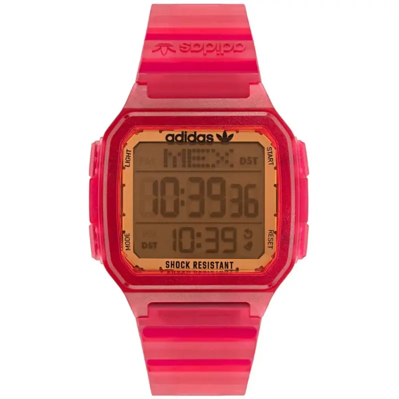 Adidas Digital Aost22052 Pink Resin Strap Unisex Watch 1