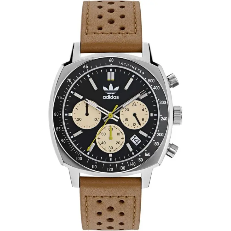 Adidas Master Originals Chronograph Brown Leather Strap Men Watch Aofh23576 1