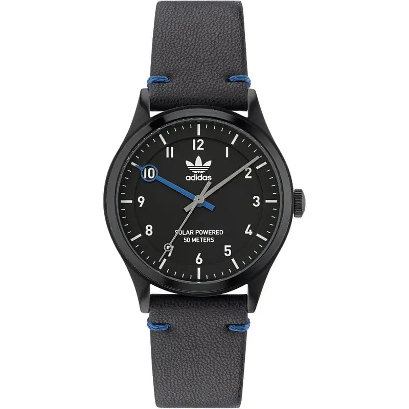 Adidas Original Black Dial Leather Strap Unisex Watch Aost23046 1