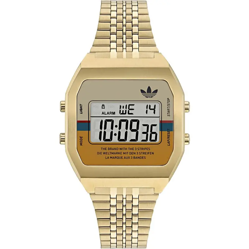Adidas Originals Digital Gold Stainless Steel Strap Unisex Watch Aost23555 1