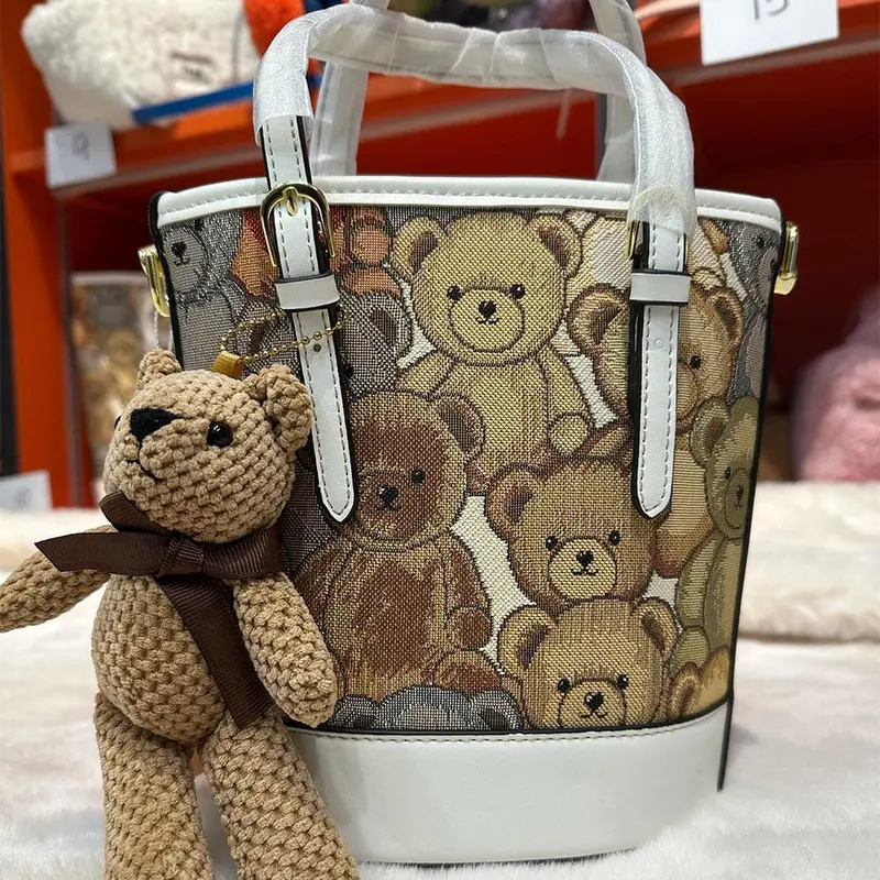 Ag Collective Bear Casual Bucket Bag Crossbody Women's Bag With Bear Doll 1
