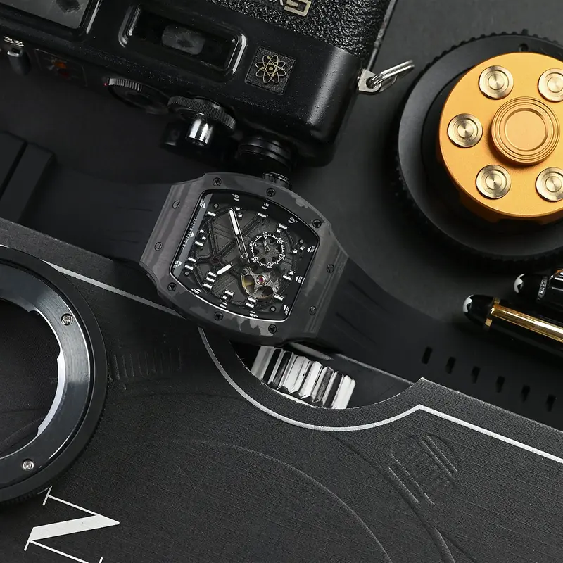 Ag Collective Black Dial & Silicon Strap Men Watch G 8047 Bk-Bk 1