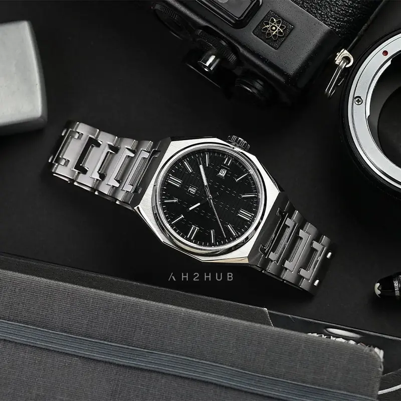 Ag Collective Black Dial Silver Stainless Steel Strap Men Watch G 8048 S-Bk 1