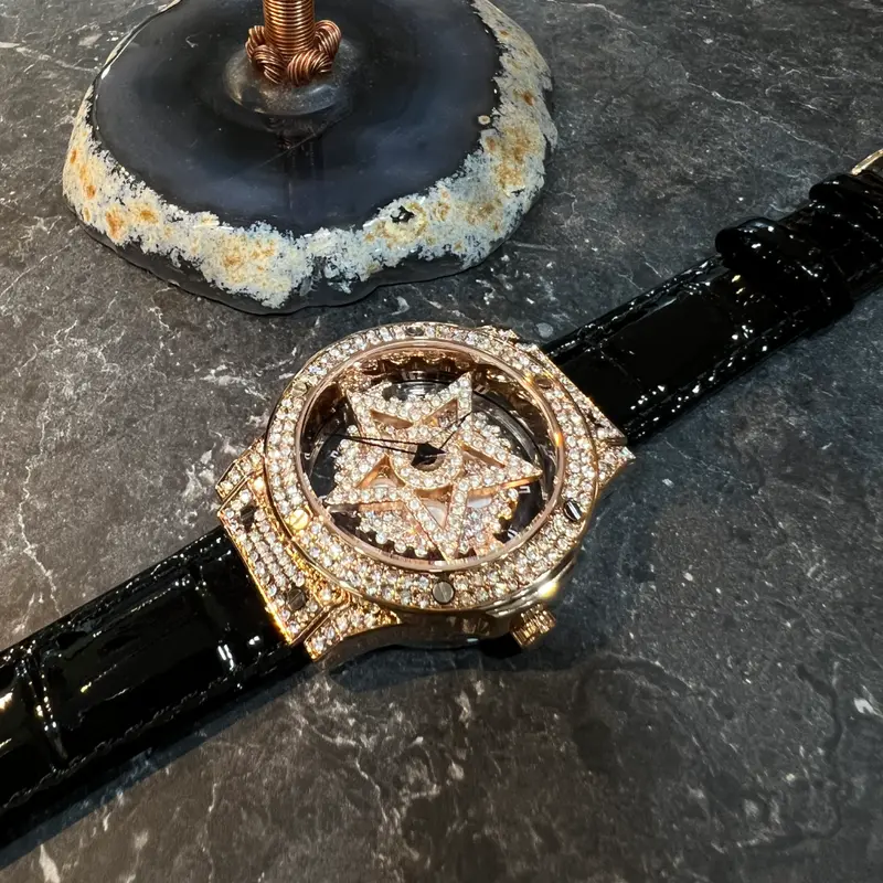 Ag Collective Black Leather Strap Women Watch L 5047 Rgbk-Rg 1