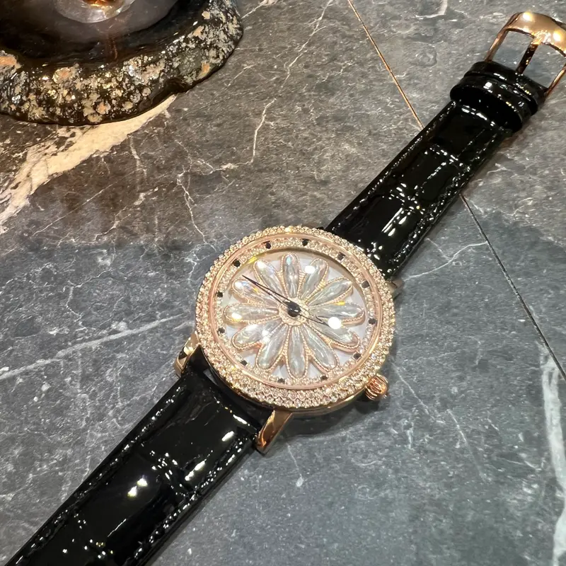 Ag Collective Black Leather Strap Women Watch L 5048 Rgbk-Rg 1