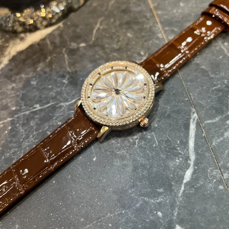 Ag Collective Brown Leather Strap Women Watch L 5048 Rgcf-Rg 1