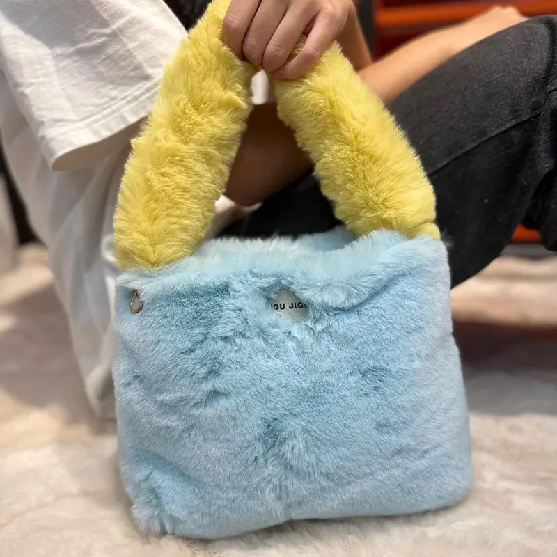 Ag Collective Faux Fur Shoulder Crossbody Bag Chain Strap Fluffy Women's Handbag 3