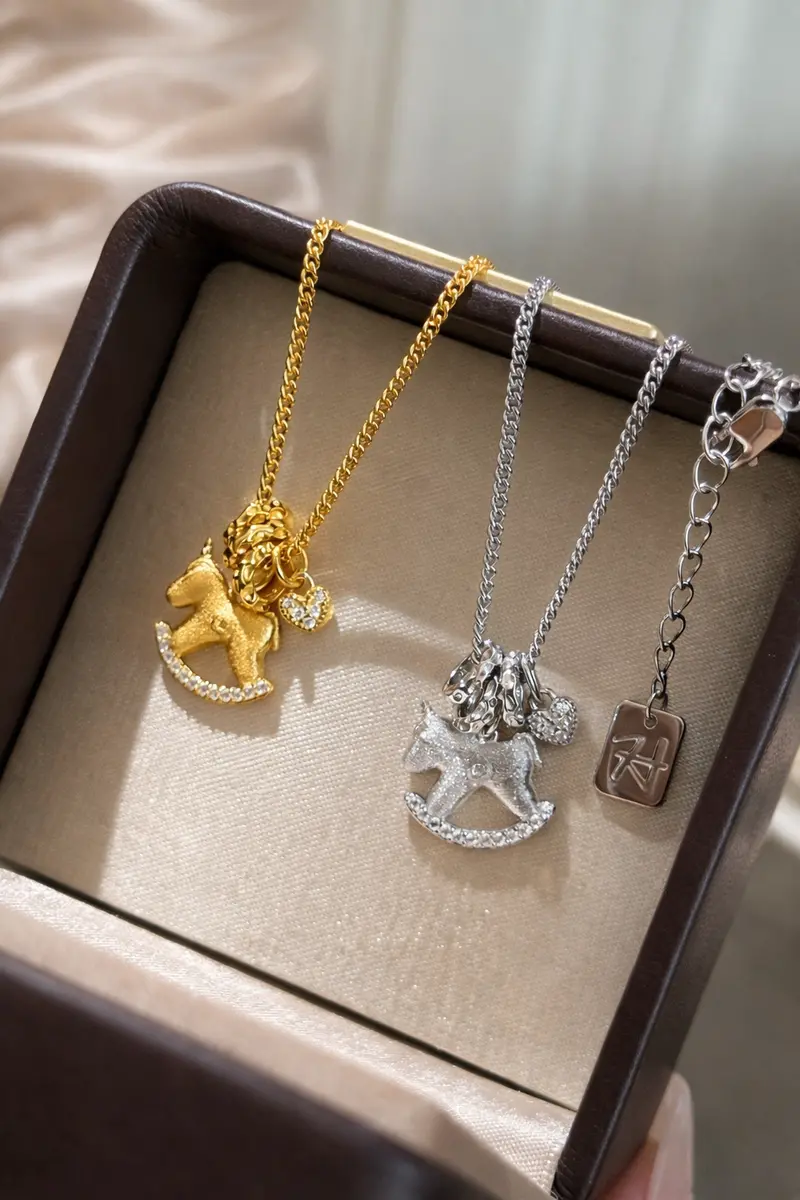 Ag Collective Jewelry – Cherished Journey Rocking Horse Charm Necklace 1