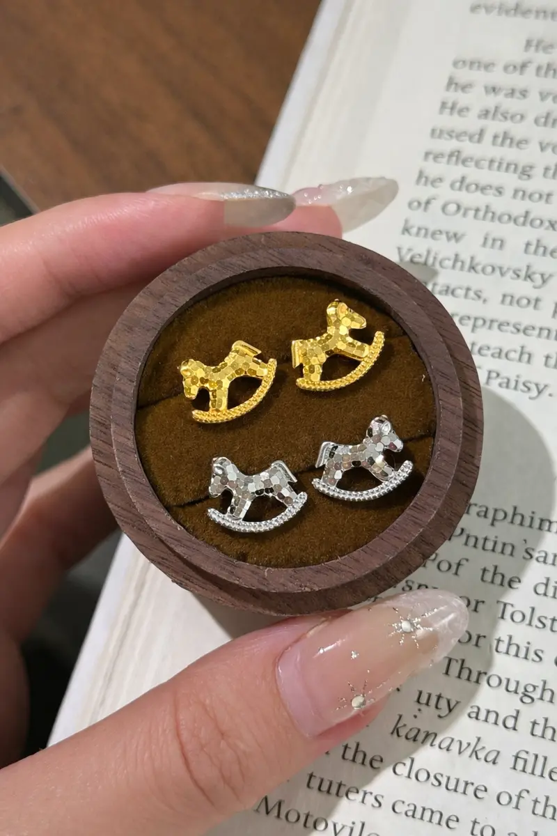 Ag Collective Jewelry – Golden Gallop Rocking Horse Stud Earrings 1