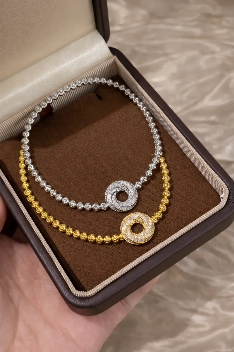 Ag Collective Jewelry – Infinity Halo Bead Bracelet (Gold / Silver) 1