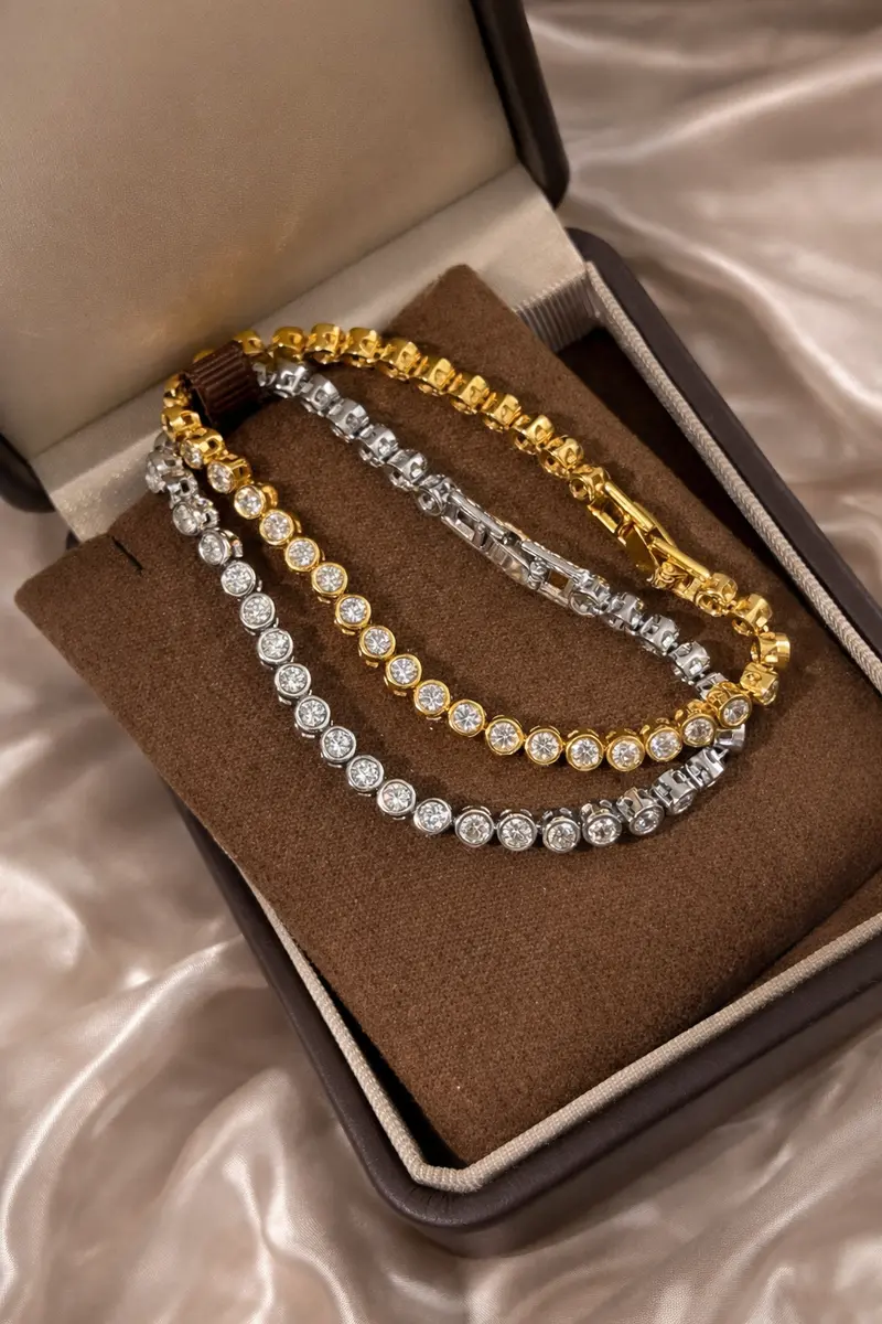 Ag Collective Jewelry – Regal Tennis Link Bracelet (Gold / Silver) 1