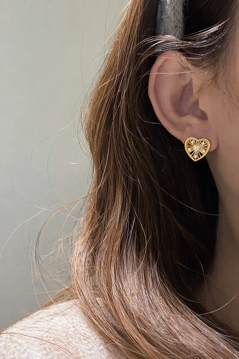 Ag Collective Jewelry – Sacred Heart Radiance Stud Earrings 1