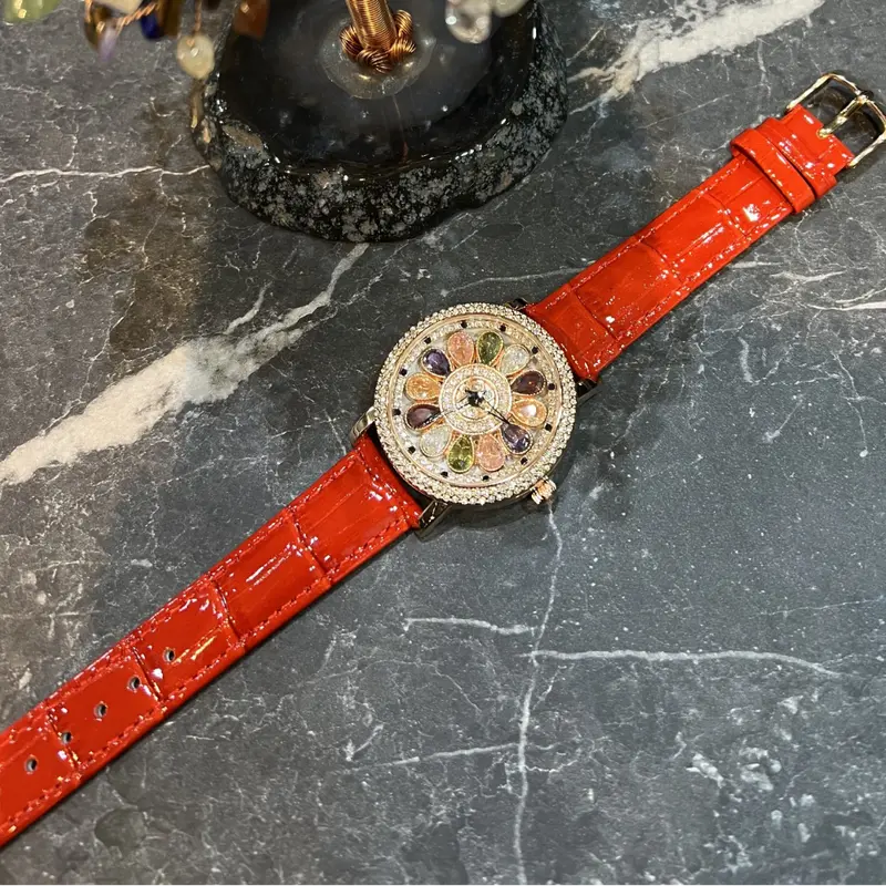 Ag Collective Red Leather Strap Women Watch L 5046 Rgrb-R 1