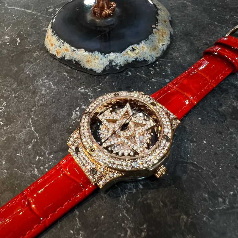 Ag Collective Red Leather Strap Women Watch L 5047 Rgr-Rg 1
