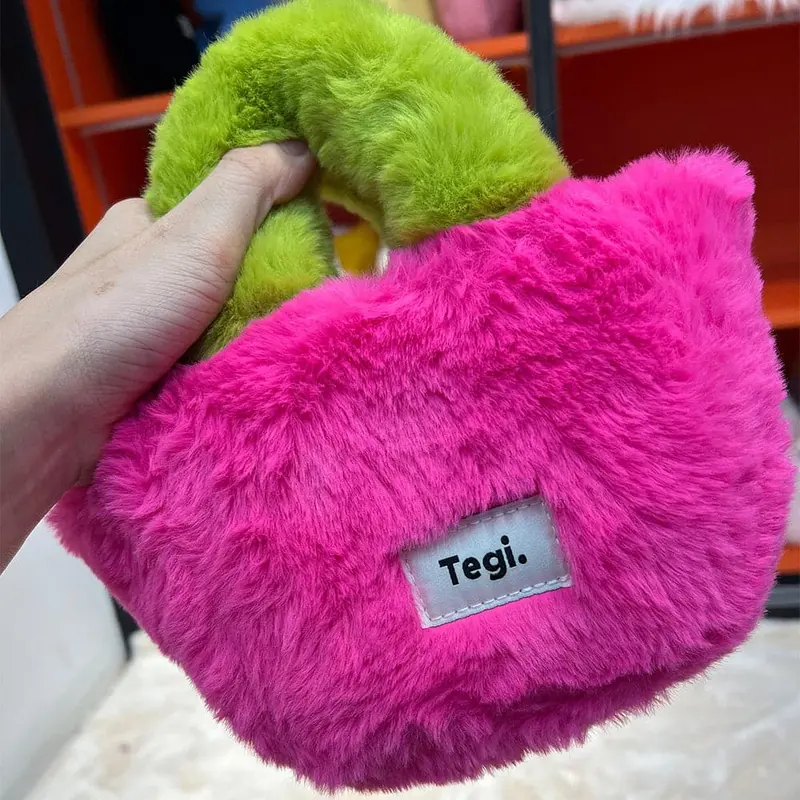 Ag Collective Soft Fluffy Cute Shoulder Bag Top Handle Crossbody Handbag 5