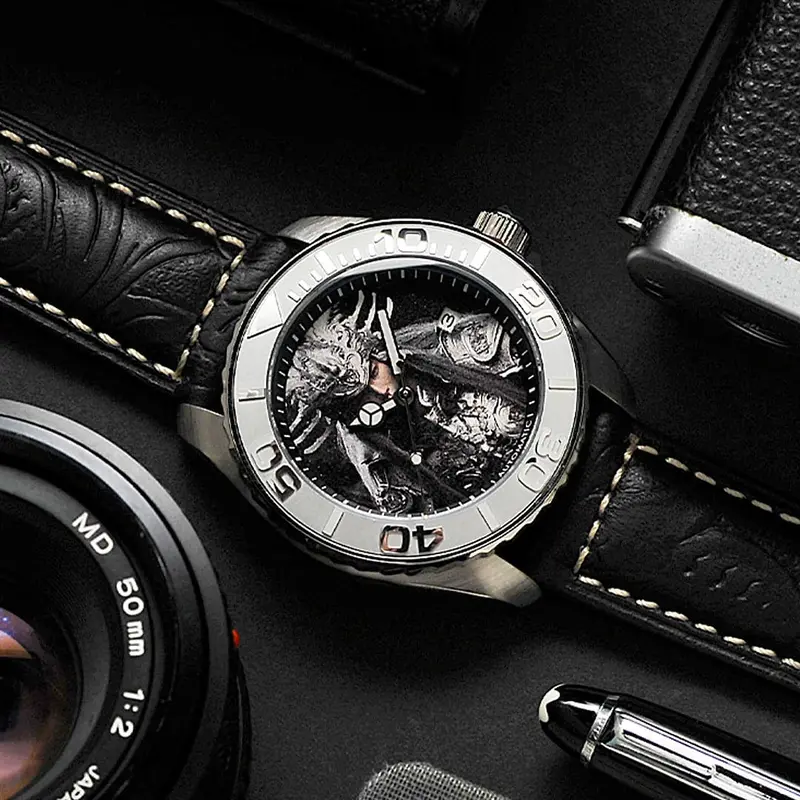 Ag Collective The Ma Chao San Guo Series Black Leather Strap Men Watch G 8040 San-Dea 1