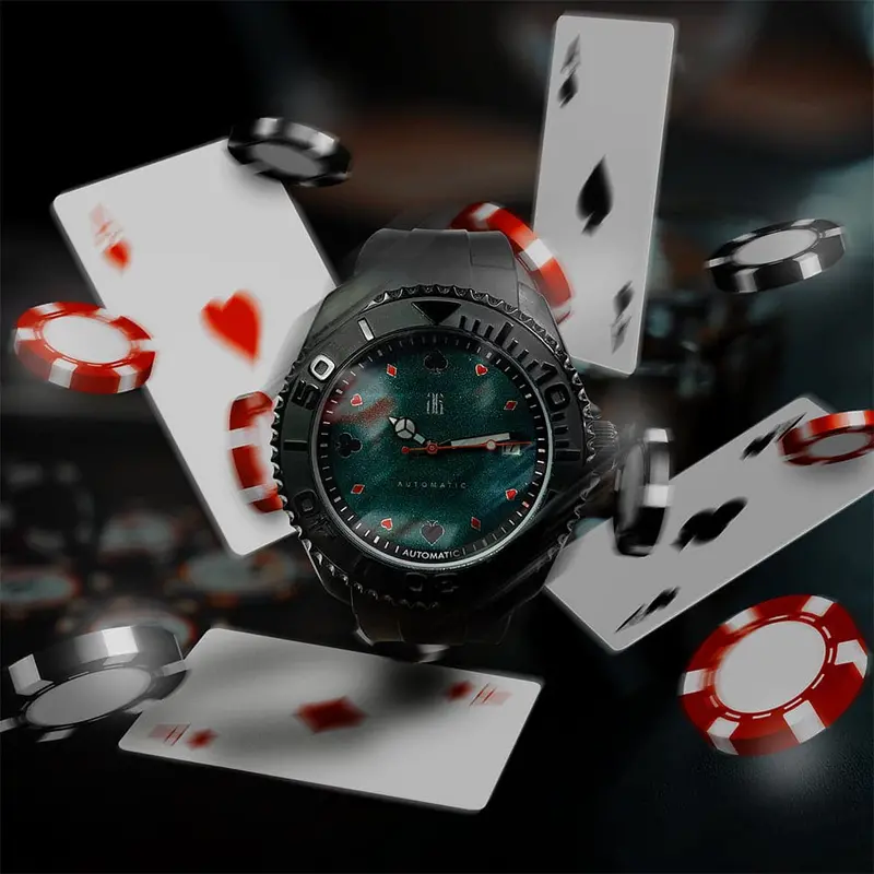 Ag Collective The Poker King Black Silicone Strap Men Watch G 9040 Pok 1