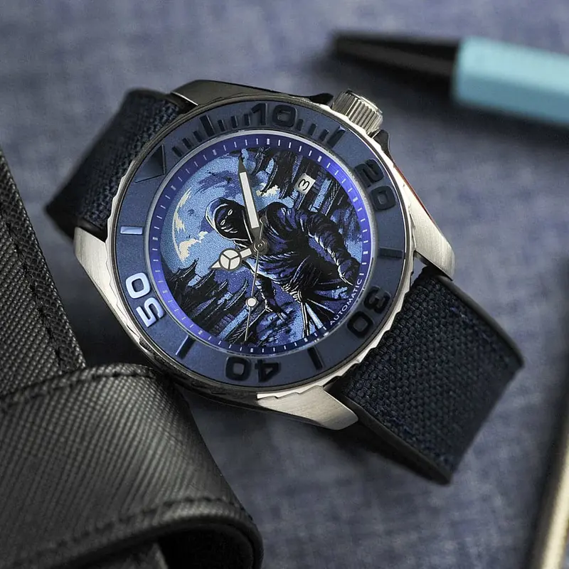 Ag Collective The Shuriken Ninja Series Blue Dial Fabric Strap Men Watch G 8040 Nin-Shu 1