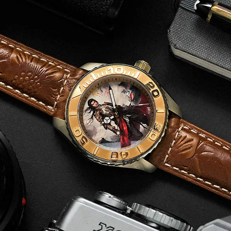Ag Collective The Zhou Yu San Guo Series Light Brown Leather Strap Men Watch G 8040 San-Que 1