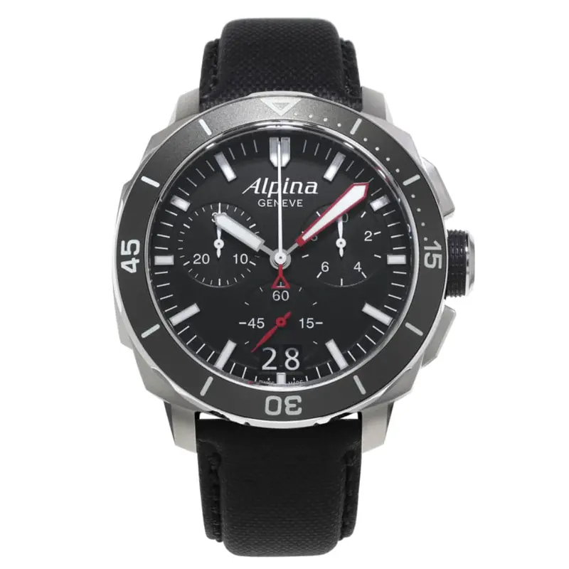Alpina Seastrong Diver 300 Black Dial Silicone Strap Al-372Lbg4v6 Men's Watch 1