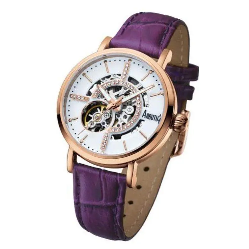 Arbutus Ar1605rwv Skeleton Purple Women's Watch 1