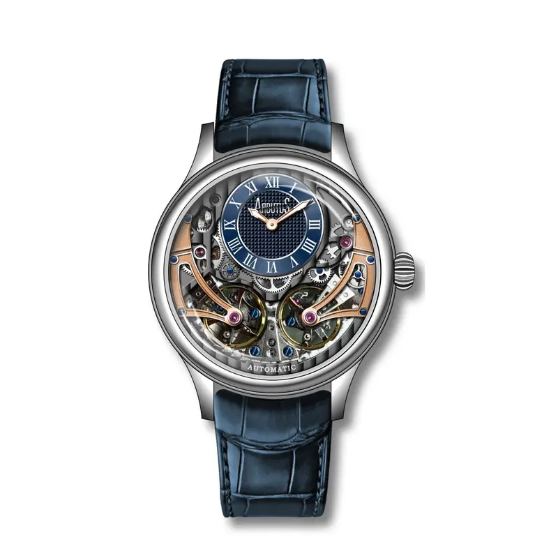 Arbutus Blue Leather Strap Double Balance Wheel Ar2404suu 1