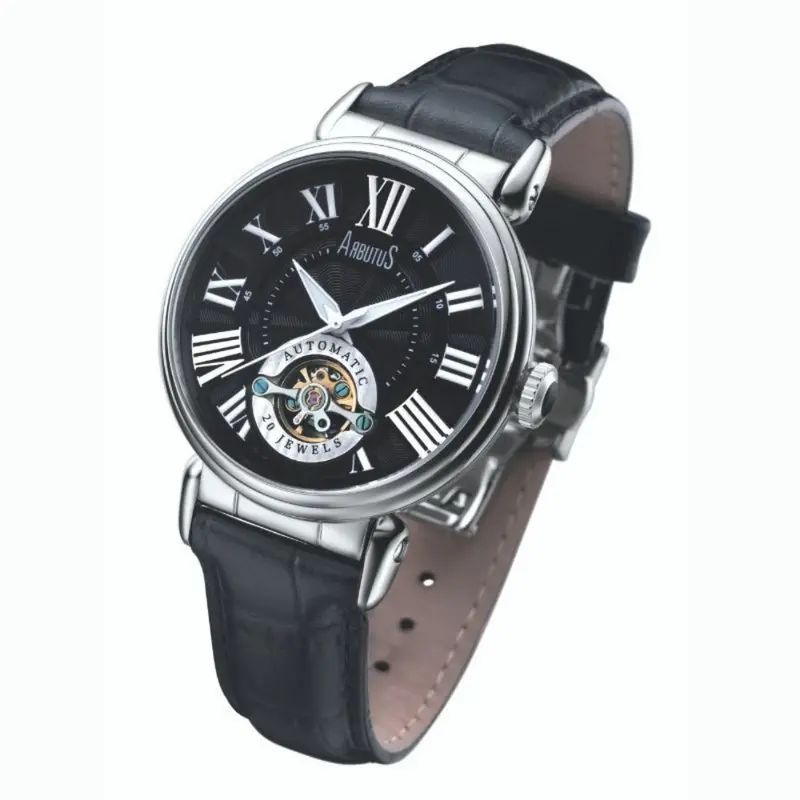 Arbutus Classic Black Leather Strap Men Watch Ar602sbb 1