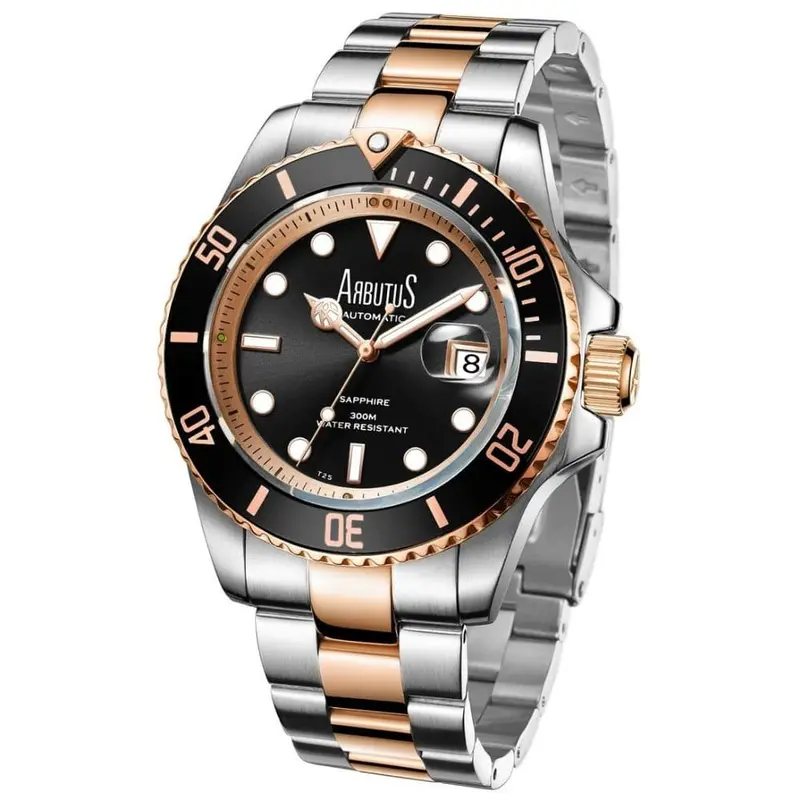 Arbutus Dive Ar1907trbs Black Dial Stainless Steel Men's Watch 1
