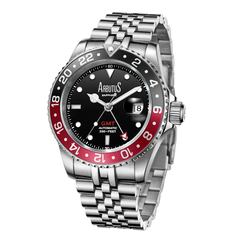 Arbutus Gmt Dive Inspired Ar2102sbs Stainless Steel Men's Watch 1