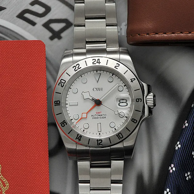 Arctic Glacier - Cwh Special Custom Collective Gmt Date Display Silver Stainless Steel Men’S Automatic Watch Ch-Mod-M13 1
