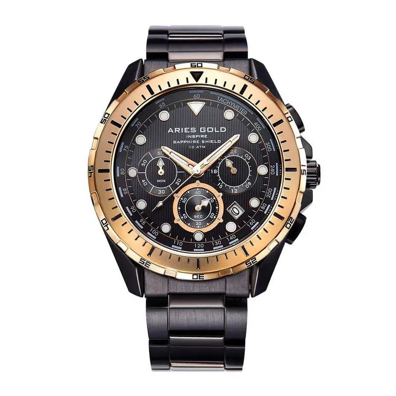Aries Gold Atlantic Black Dial Men's Watch - Chronograph | G 7002 Bkrg-Bk 1
