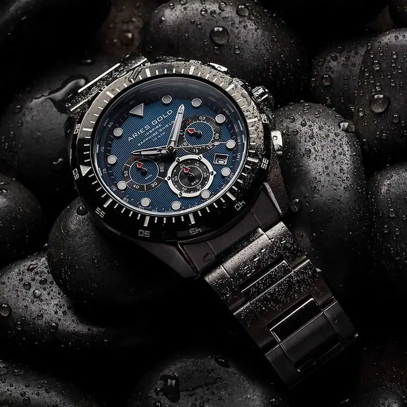 Aries Gold Atlantic Blue Dial Men's Watch - Chronograph | G 7002 Bk-Bu 2