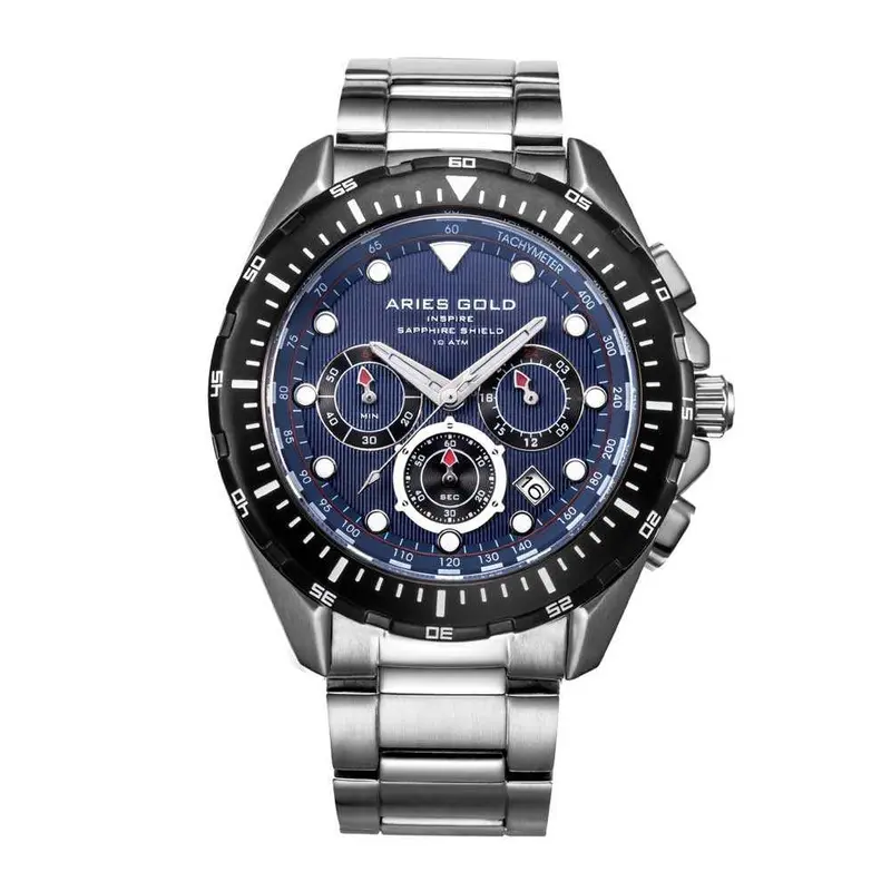 Aries Gold Atlantic Silver Men's Watch - Chronograph | G 7002 Sbk-Bu 1