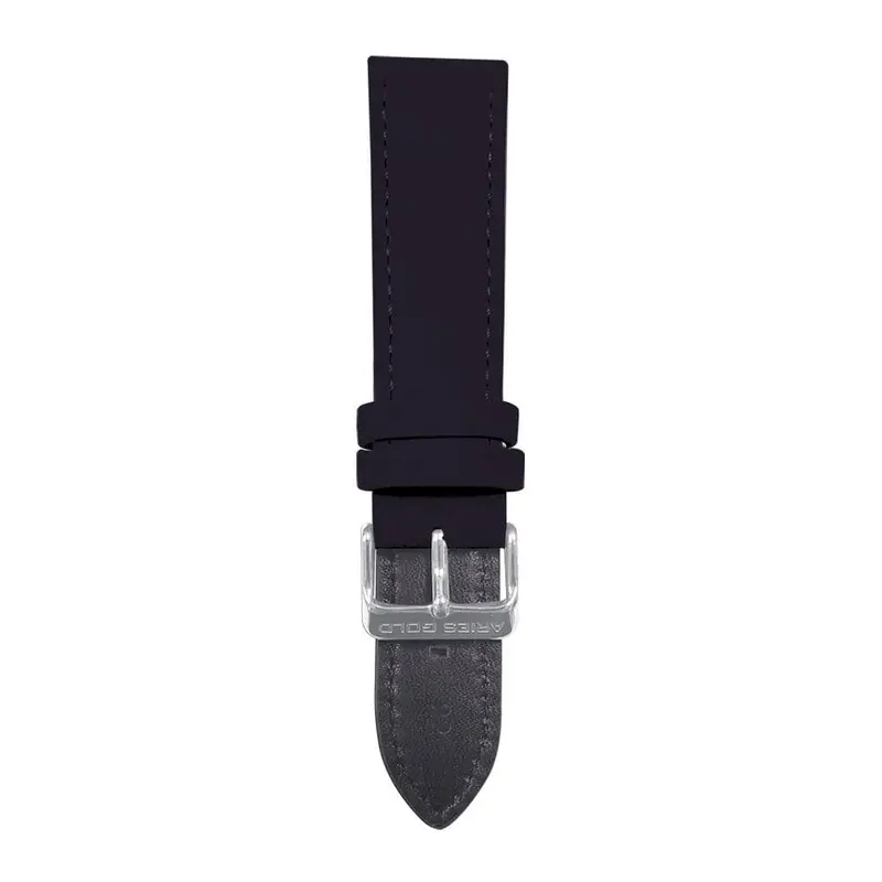 Aries Gold Black Crazy Horse Ag-L0032 Silver Buckle Black Leather Strap 1