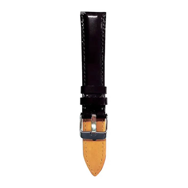 Aries Gold Black Gloss Ag-L0026 Silver Buckle Black Leather Strap 1