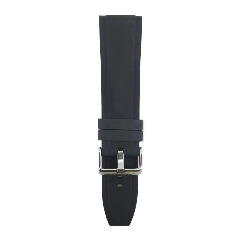Aries Gold Black Rhine Ag-R0003 Silver Buckle Rubber Strap 1