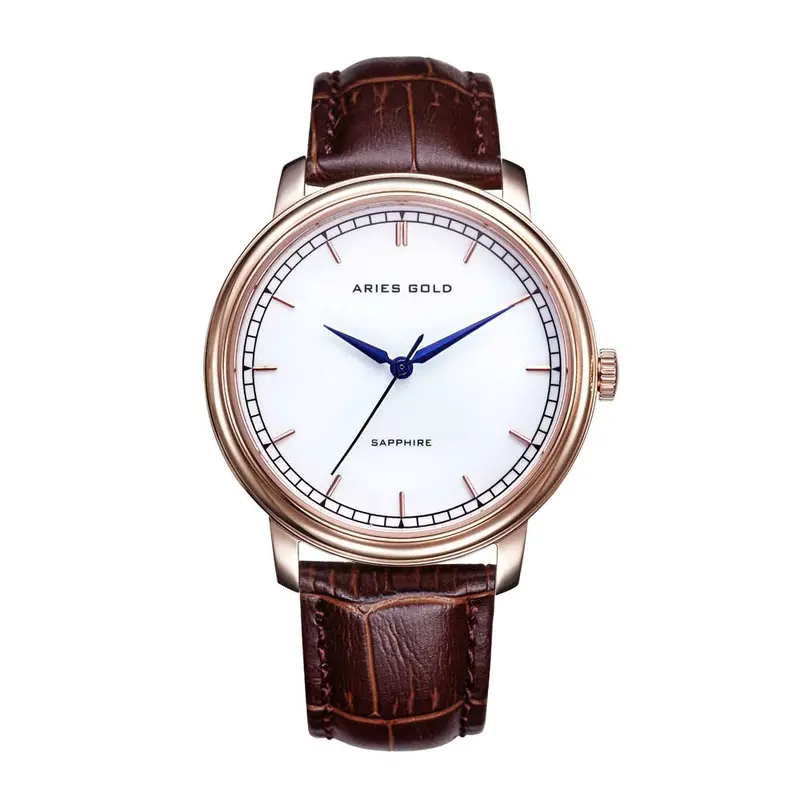 Aries Gold Brown Men's Watch - Genuine Leather Strap | G 1012Z Rg-W 1