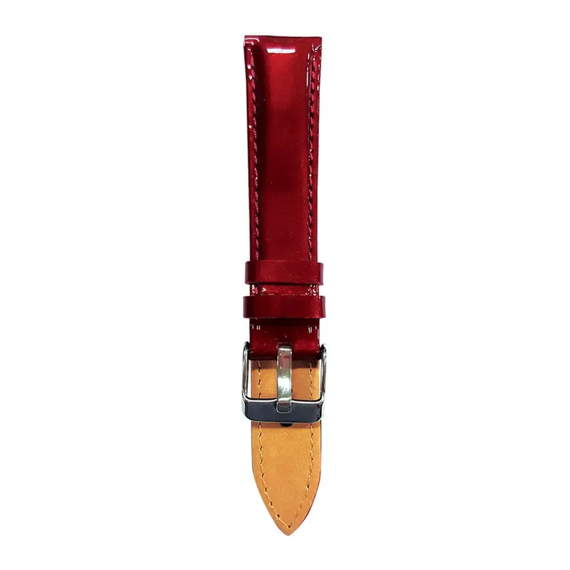 Aries Gold Burgundy Gloss Ag-L0024 Silver Buckle Red Leather Strap 1