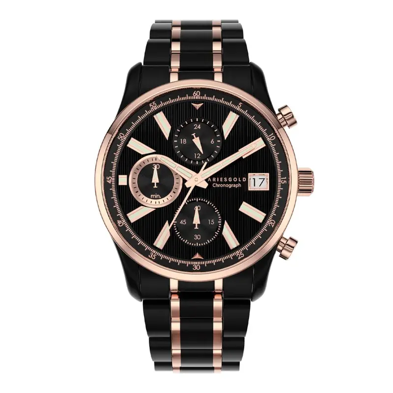 Aries Gold Champion Black Men's Watch - Chronograph | G 7020 Bkrg-Bkrg 1