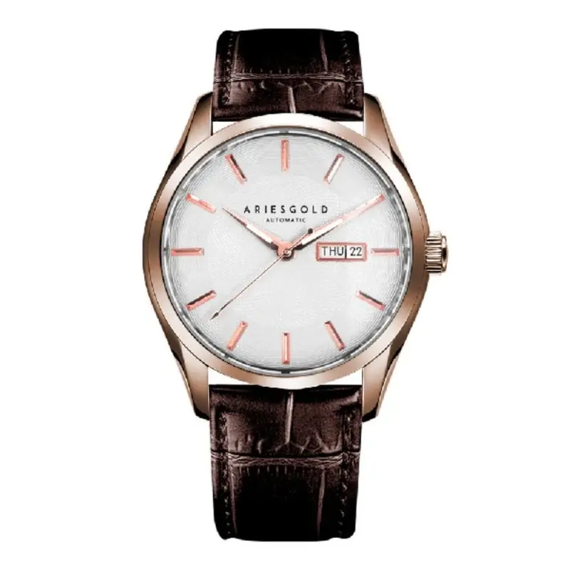 Aries Gold Diplomat Brown Men's Watch - Genuine Leather Strap | G 9034 Rg-W 1