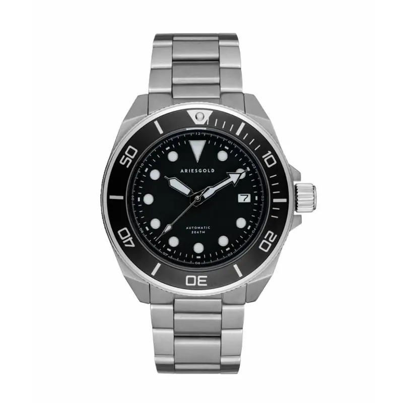 Aries Gold Dreadnought Silver Men's Watch - Japan Automatic | G 9029 Sbk-Bk 1