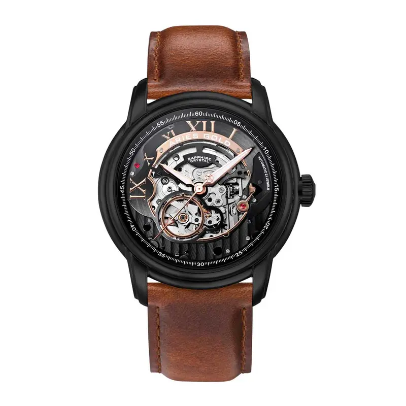 Aries Gold El Toro Brown Men Watch Leather Strap | G 9005 Bk-Bk 1