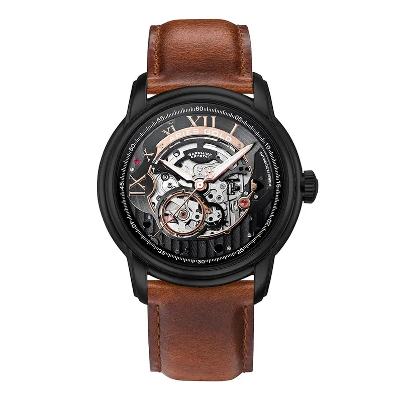 Aries Gold El Toro Brown Men's Watch - Skeleton Dial | G 9005A Bk-Bk 1