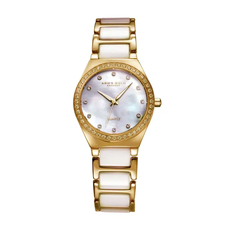 Aries Gold Enchant Diva White Women's Watch - Ceramic Inlay | L 5014Z G-Mop 1